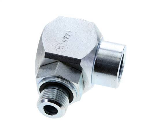 G 3/8'' M/F Acier zingué Coude 90 deg Joint Tournant Haute Pression 400 Bar - Hydraulique