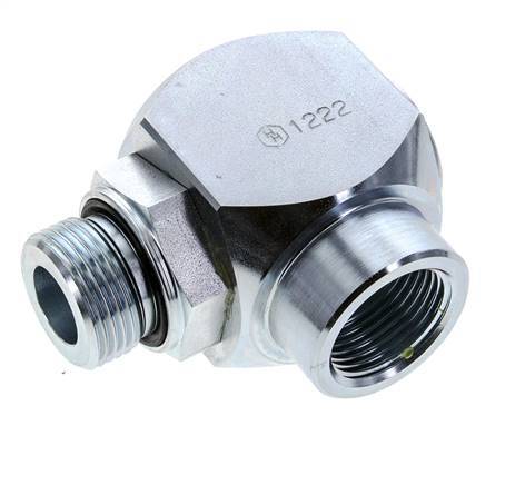 G 1'' M/F Acier zingué Coude 90 deg Joint Tournant Haute Pression 250 Bar - Hydraulique