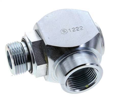 G 1'' M/F Zinc plated Steel 90 deg Elbow Swivel Joint High-pressure 250 Bar - Hydraulic
