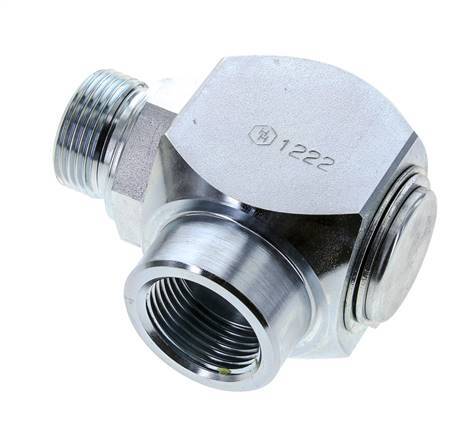 G 1'' M/F Zinc plated Steel 90 deg Elbow Swivel Joint High-pressure 250 Bar - Hydraulic