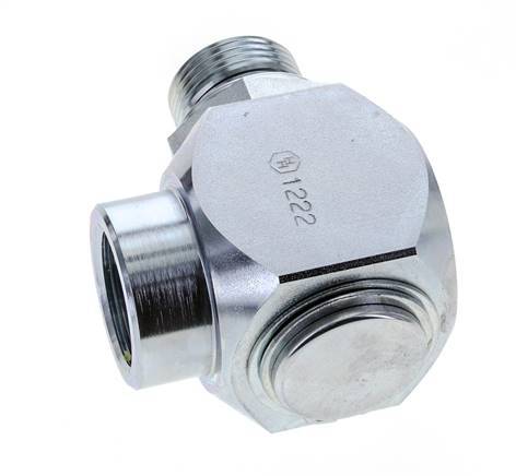 G 1'' M/F Acier zingué Coude 90 deg Joint Tournant Haute Pression 250 Bar - Hydraulique