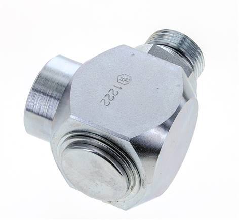 G 1'' M/F Acier zingué Coude 90 deg Joint Tournant Haute Pression 250 Bar - Hydraulique