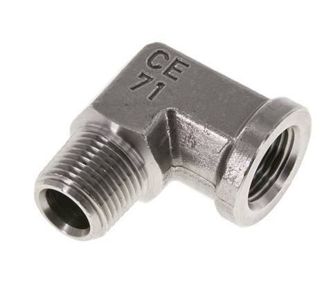 Raccord coudé 90° en acier inoxydable 3/8'' NPT x 3/8'' NPT M/F 210 Bar - Hydraulique