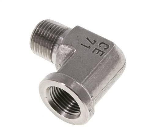 Raccord coudé 90° en acier inoxydable 3/8'' NPT x 3/8'' NPT M/F 210 Bar - Hydraulique