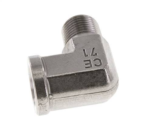 Raccord coudé 90° en acier inoxydable 3/8'' NPT x 3/8'' NPT M/F 210 Bar - Hydraulique