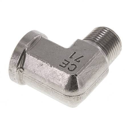 Raccord coudé 90° en acier inoxydable 3/8'' NPT x 3/8'' NPT M/F 210 Bar - Hydraulique