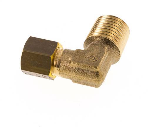 R 1/4'' Male x 5mm Brass 90 deg Elbow Compression Fitting 150 Bar DIN EN 1254-2