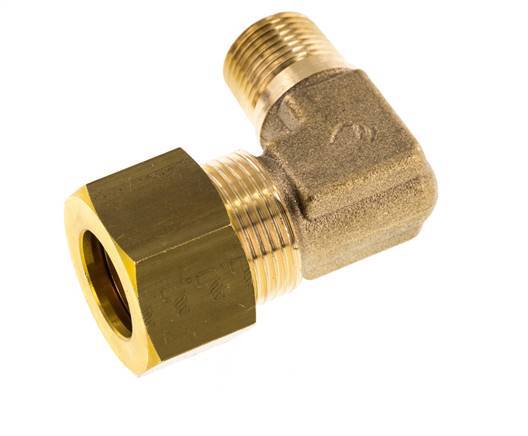 R 3/8'' Male x 16mm Brass 90 deg Elbow Compression Fitting 76 Bar DIN EN 1254-2