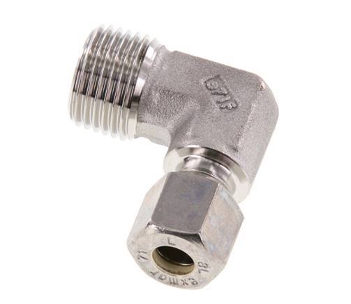 R 1/2'' mâle x 8L Raccord à compression coudé à 90 degrés en acier inoxydable 315 Bar DIN 2353