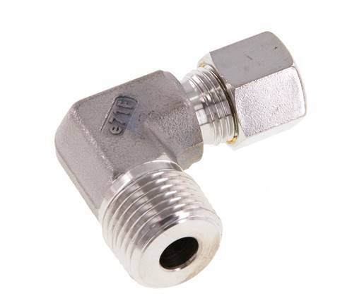 R 1/2'' mâle x 10L Raccord à compression coudé à 90 degrés en acier inoxydable 315 Bar DIN 2353