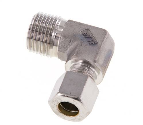 R 1/2'' mâle x 10L Raccord à compression coudé à 90 degrés en acier inoxydable 315 Bar DIN 2353