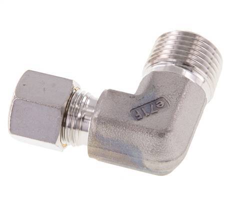 R 1/2'' mâle x 10L Raccord à compression coudé à 90 degrés en acier inoxydable 315 Bar DIN 2353