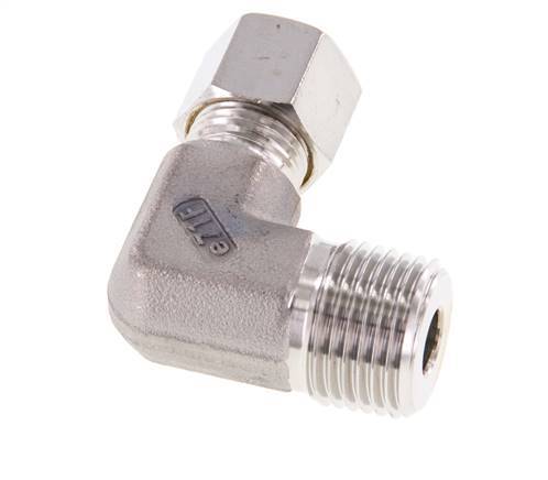 R 1/2'' mâle x 10L Raccord à compression coudé à 90 degrés en acier inoxydable 315 Bar DIN 2353