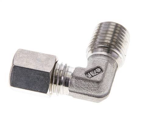 1/4'' NPT Male x 6L Stainless steel 90 deg Elbow Compression Fitting 315 Bar DIN 2353