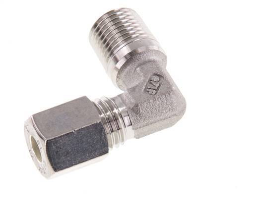 R Raccord de compression coudé à 90 degrés en acier inoxydable 1/4'' mâle x 6L 315 Bar DIN 2353