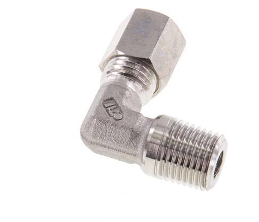 R Raccord de compression coudé à 90 degrés en acier inoxydable 1/4'' mâle x 6L 315 Bar DIN 2353