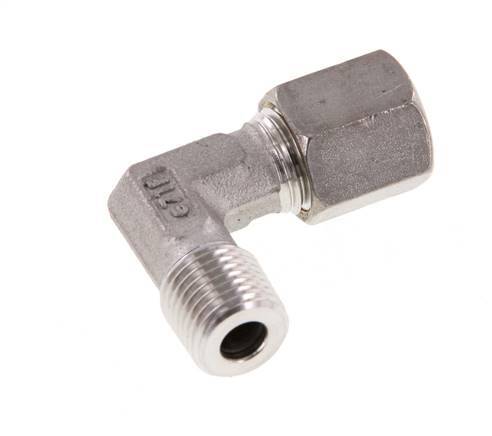 R 1/4'' mâle x 6S Raccord à compression coudé à 90 degrés en acier inoxydable 630 Bar DIN 2353