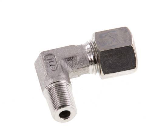 R 1/4'' Male x 8L Stainless steel 90 deg Elbow Compression Fitting 315 Bar DIN 2353