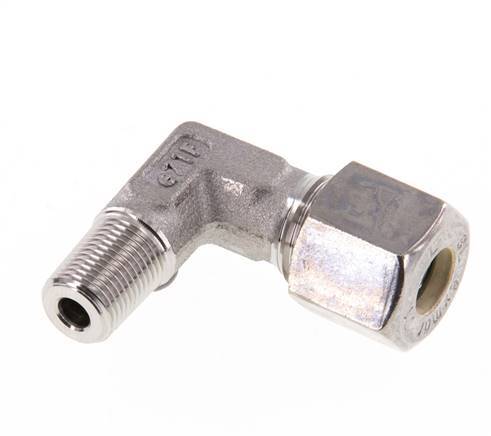 R Raccord à compression coudé à 90 degrés en acier inoxydable 1/4'' mâle x 8L 315 Bar DIN 2353