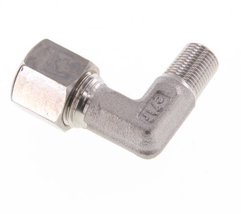 R Raccord à compression coudé à 90 degrés en acier inoxydable 1/4'' mâle x 8L 315 Bar DIN 2353