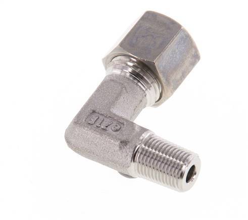 R Raccord à compression coudé à 90 degrés en acier inoxydable 1/4'' mâle x 8L 315 Bar DIN 2353