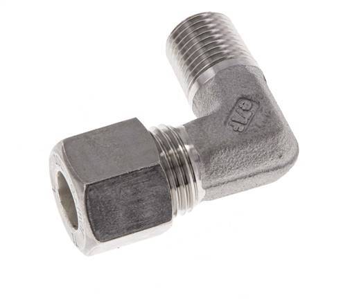 R Raccord à compression coudé 90° en acier inoxydable 1/4'' mâle x 10L 315 Bar DIN 2353
