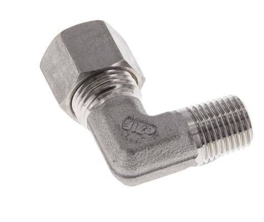 R Raccord à compression coudé 90° en acier inoxydable 1/4'' mâle x 10L 315 Bar DIN 2353