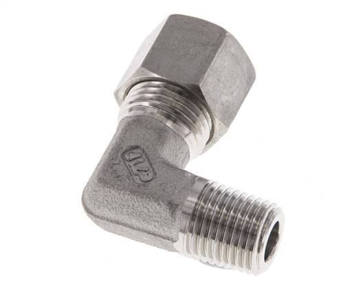 R Raccord à compression coudé 90° en acier inoxydable 1/4'' mâle x 10L 315 Bar DIN 2353