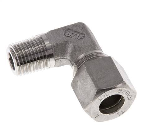 R Raccord à compression coudé 90° en acier inoxydable 1/4'' mâle x 10L 315 Bar DIN 2353