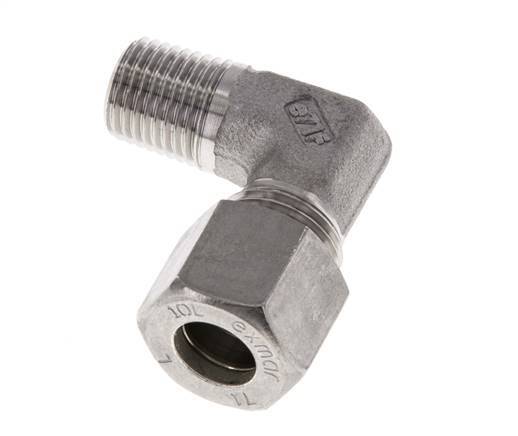R Raccord à compression coudé 90° en acier inoxydable 1/4'' mâle x 10L 315 Bar DIN 2353