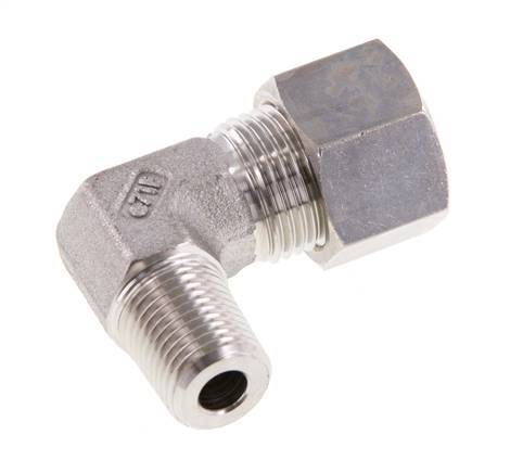 R 1/4'' mâle x 12L Raccord à compression coudé à 90 degrés en acier inoxydable 315 Bar DIN 2353