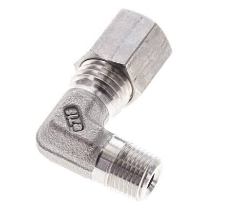 1/8'' NPT Male x 6L Stainless steel 90 deg Elbow Compression Fitting 315 Bar DIN 2353