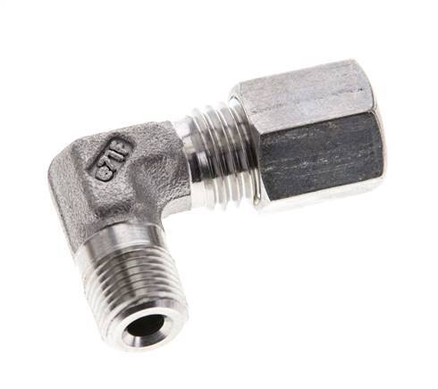 1/8'' NPT Male x 6L Stainless steel 90 deg Elbow Compression Fitting 315 Bar DIN 2353