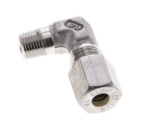 1/8'' NPT Male x 6L Stainless steel 90 deg Elbow Compression Fitting 315 Bar DIN 2353