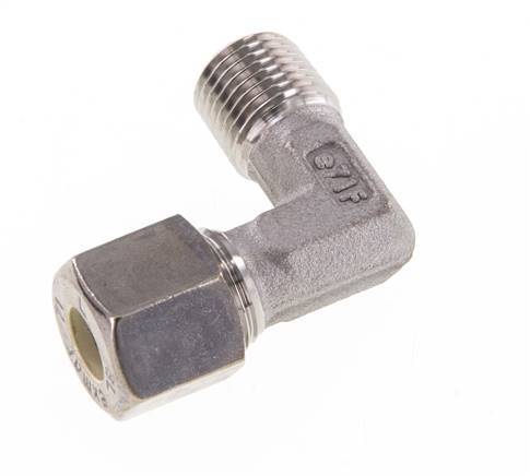 R 1/8'' mâle x 8L Raccord à compression coudé à 90 degrés en acier inoxydable 315 Bar DIN 2353