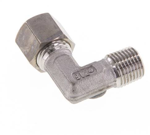 R 1/8'' mâle x 8L Raccord à compression coudé à 90 degrés en acier inoxydable 315 Bar DIN 2353