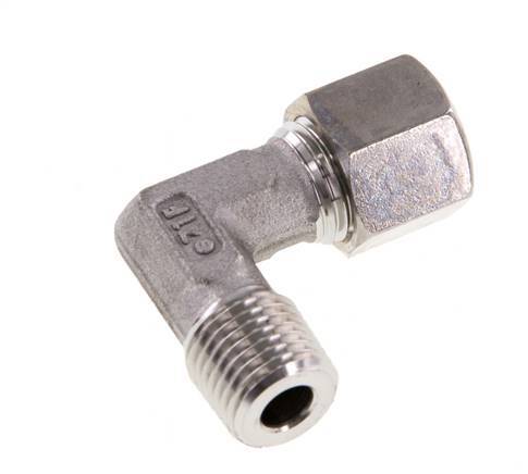 R 1/8'' mâle x 8L Raccord à compression coudé à 90 degrés en acier inoxydable 315 Bar DIN 2353
