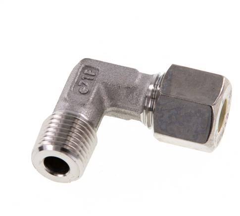 R 1/8'' mâle x 8L Raccord à compression coudé à 90 degrés en acier inoxydable 315 Bar DIN 2353