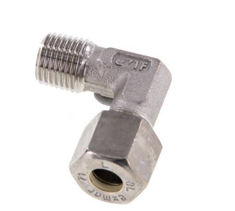 R 1/8'' mâle x 8L Raccord à compression coudé à 90 degrés en acier inoxydable 315 Bar DIN 2353
