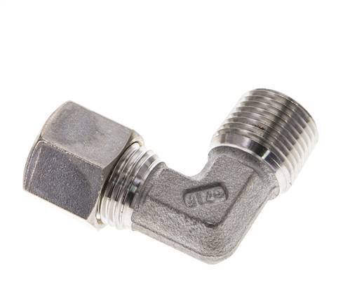 3/8'' NPT Male x 10L Stainless steel 90 deg Elbow Compression Fitting 315 Bar DIN 2353
