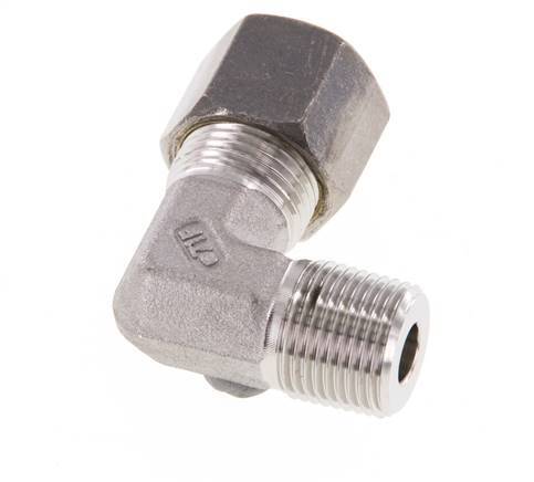 R 3/8'' mâle x 10S Raccord à compression coudé à 90 degrés en acier inoxydable 630 Bar DIN 2353