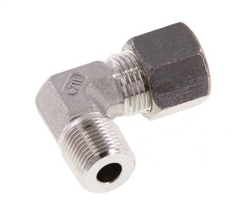 R 3/8'' mâle x 10S Raccord à compression coudé à 90 degrés en acier inoxydable 630 Bar DIN 2353