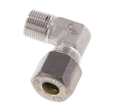 R 3/8'' mâle x 10S Raccord à compression coudé à 90 degrés en acier inoxydable 630 Bar DIN 2353