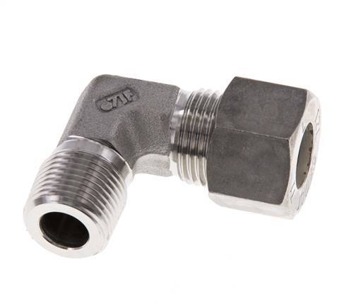 R 3/8'' mâle x 12L Raccord à compression coudé à 90 degrés en acier inoxydable 315 Bar DIN 2353