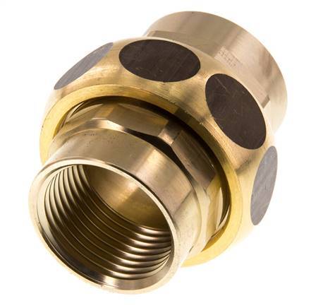 Rp 1'' Brass Double Nipple 3-pieces with Conically sealing 16 Bar