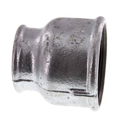 Rp 2'' x Rp 1 1/4'' Fonte zinguée Manchon rond 25 Bar