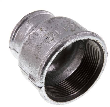 Rp 2'' x Rp 1 1/4'' Fonte zinguée Manchon rond 25 Bar