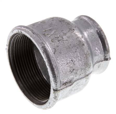 Rp 2'' x Rp 1 1/4'' Fonte zinguée Manchon rond 25 Bar