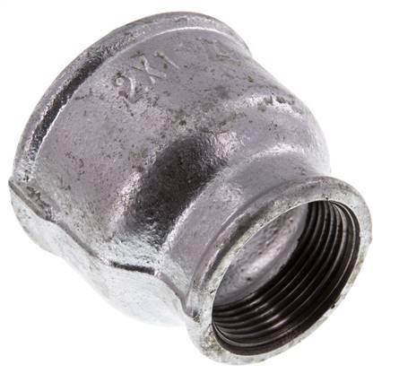 Rp 2'' x Rp 1 1/4'' Fonte zinguée Manchon rond 25 Bar