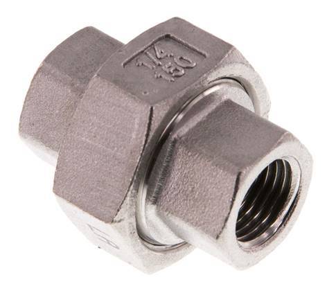 Rp 1/4'' Acier inoxydable Mamelon double 3-pièces avec joint conique 16 Bar